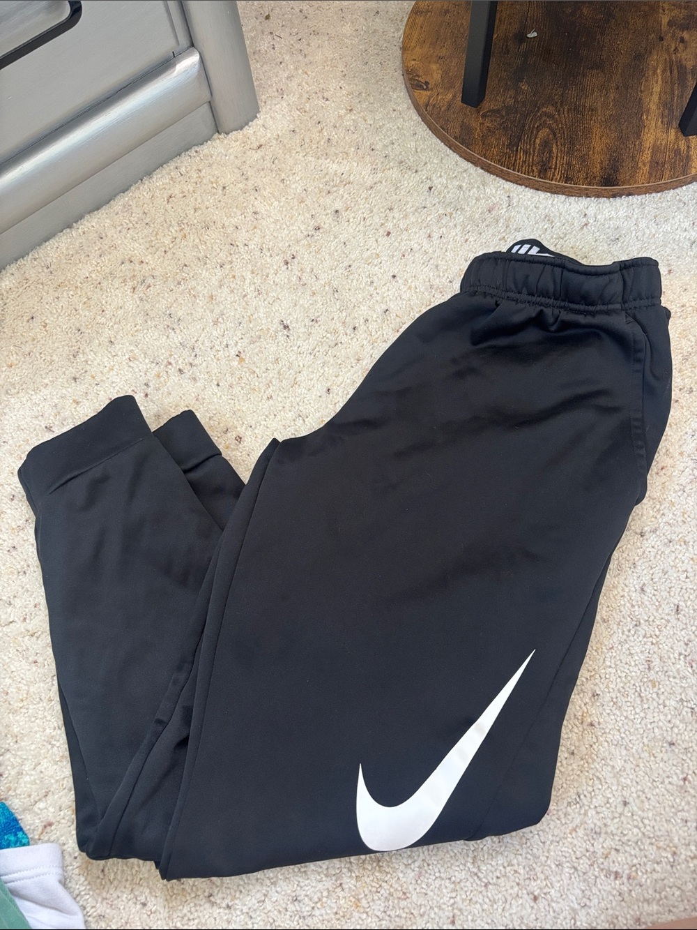 Nike Black Joggers with White Swoosh - Kids